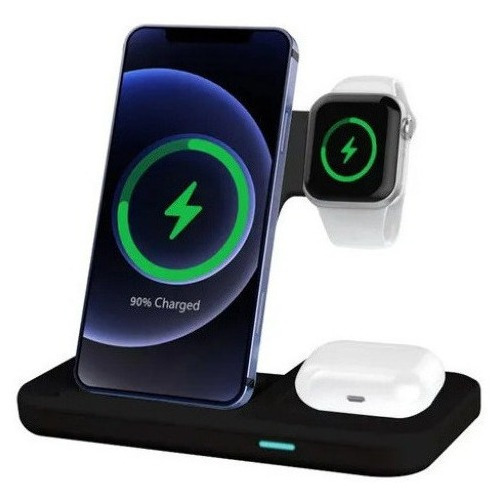 Base De Carga Por Inducción 3 En 1 Para iPhone Watch Airpod