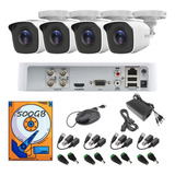 Kit Cctv 4 Cámaras 1080p Metal Baluns Hilook 500gb