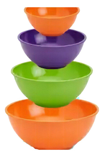 Set 4 Bowls Melamina Tazones Diferente Tamaño Crown Baccara