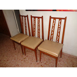 Set De 3 Sillas Tipo Americana Madera Y Cuerina