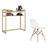 Mesa Barata Para Fazer Unhas Simples 83cm + Cadeira Eames Br