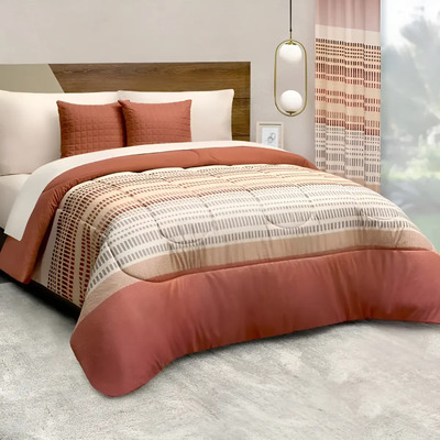 Edredon Matrimonial Con Juego De Sabanas Y Cojines Adara Color Naranja Claro | Envío gratis