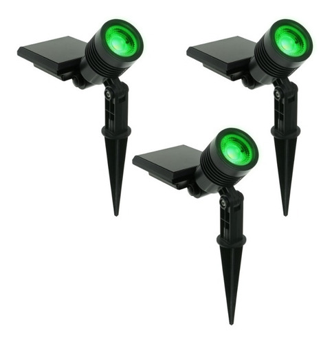 Kit 3 Luminaria Spot Luz Solar Jardim Externa Recarregavel