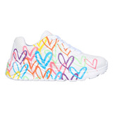 Tenis Skechers Niña Uno Lite Spread The Love 314064 Bco/mul