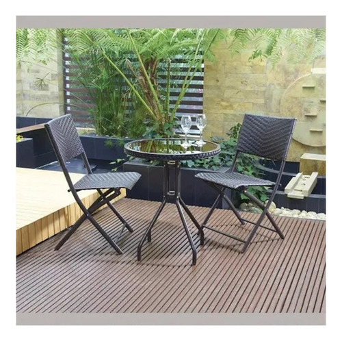 Juego Balcon Jardin Romantic Outzen Mesa + Sillas Rattan 