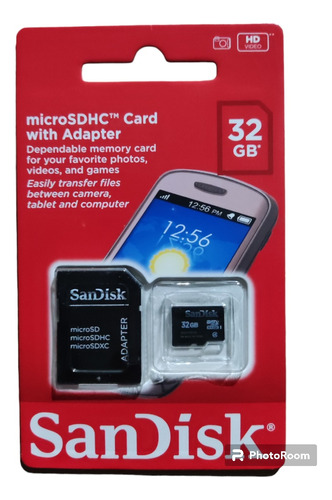 Memoria Micro Sdhc Con Adaptador  Sandisk 32 Gb Android Cam