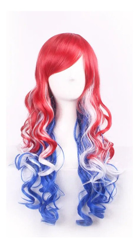 Barato Harajuku Lolita Red White Blue Ombre Synthetic Hair L