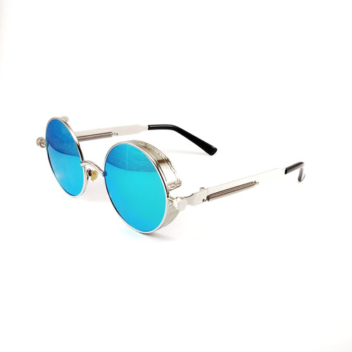 Gafas De Sol Casual Steampunk Redondas Filtro Uv400 Azul