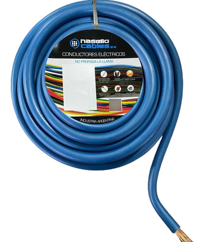 Cable Porta Electrodo Azul 1x50 Nasello 10mts Ø Ext 14mm