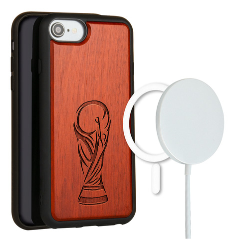 Funda Para iPhone Magsafe Mundial De Futbol Copa En Madera