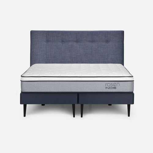 Cama Indie King Pata Acero Bd + Respaldo New Bennet Denim