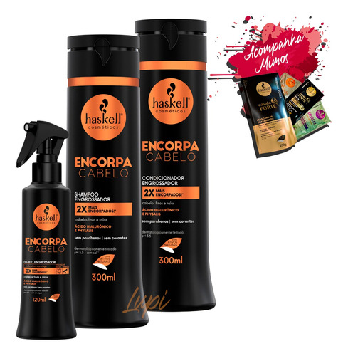 Kit Haskell Shampoo Condicionador Encorpa 300ml + Fluido 