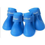 Botas De Agua Perro Gato Mascotas Impermeables Goma Azul 