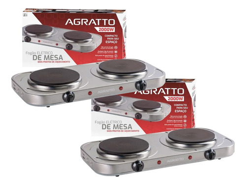 Kit 2 Fogão Elétrico De Mesa Inox P/ Cozinhar 110v/220v