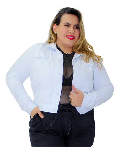 Jaqueta Plus Size Feminina Jeans Qualidade Premium Botões 