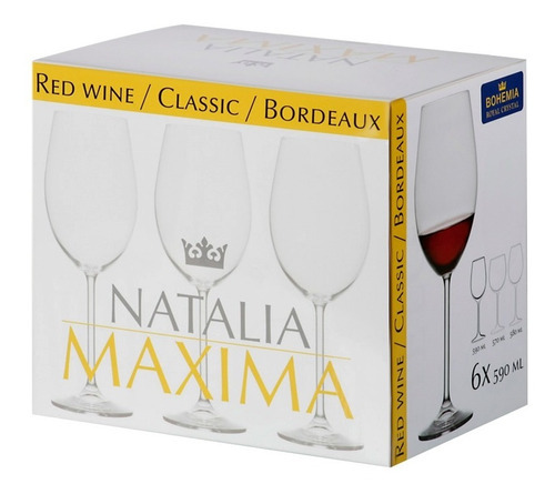 Set X 6 Copa Cristal Agua Vino Bohemia Natalia Maxima 590 Ml