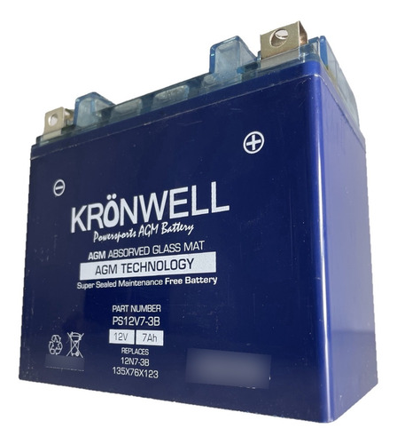 Bateria Moto Gel Kronwell Ps12v7-3b 12v 7a 12n7-3b Yb7l-b