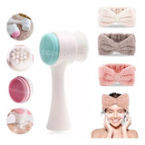 Kit De Limpiador Facial Manual Doble Faz + Vincha Terciopelo