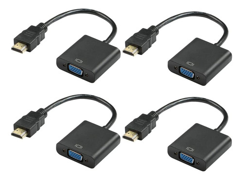 Hdmi A Vga, Adaptador Hdmi A Vga Chapado En Oro Con Puerto D