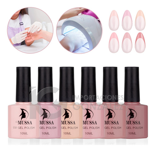 Gama De Gel Semipermanente Mussa® 6 Esmaltes Para Uñas Uv Color Gama The New Nude