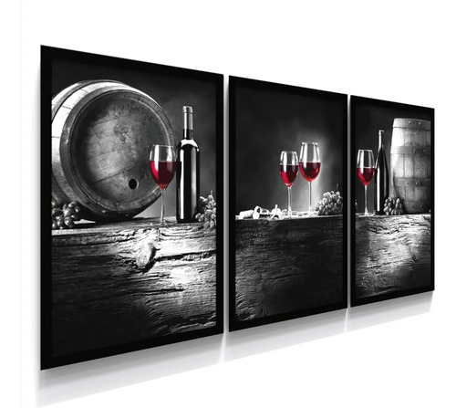 Quadro Decorativo Para Sala Moldura Vinho Adega Bar Hall