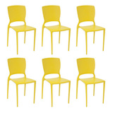 Combo 6 Cadeiras De Jantar Safira Amarela Tramontina