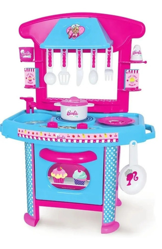 Cozinha Infantil Da Barbie Pia + Fogão + Acessórios Cotiplás