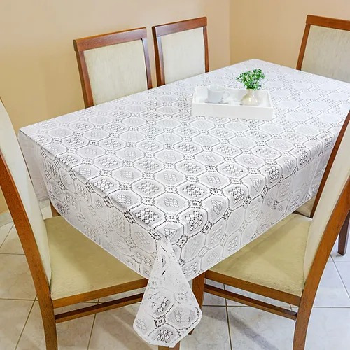 Toalha De Mesa Renda 8 Lug Branca Quadrada 300x150 Beijaflor