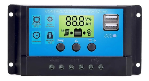 Controlador Automático De Carga Solar Pwm Lcd 10a Usb