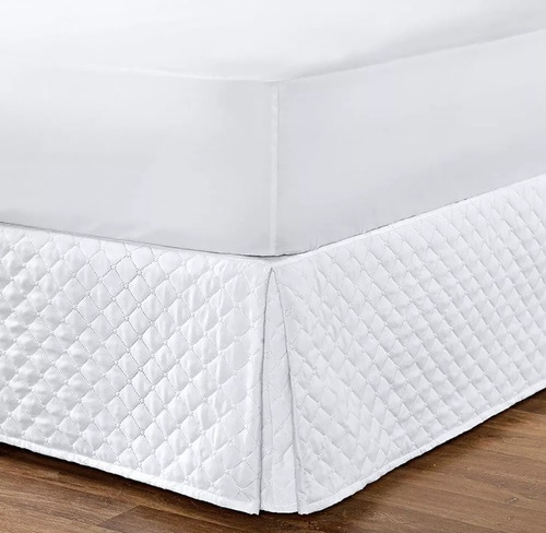 Saia Para Cama Box Casal King Size Matelada Microfibra Cor Branco