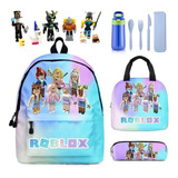 Mochila Roblox+bolsa De Fiambre+cuberto+figura 6 Piezas