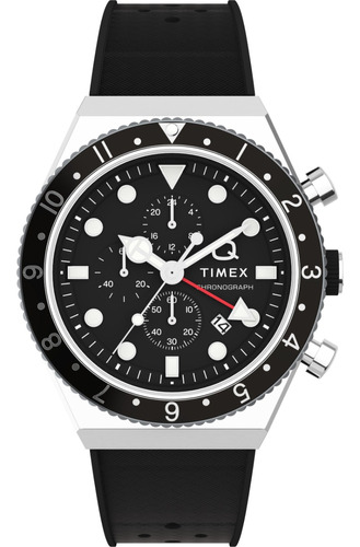 Reloj Timex Tw2v70000 Hombre Qthree Malla Caucho Negra Crono