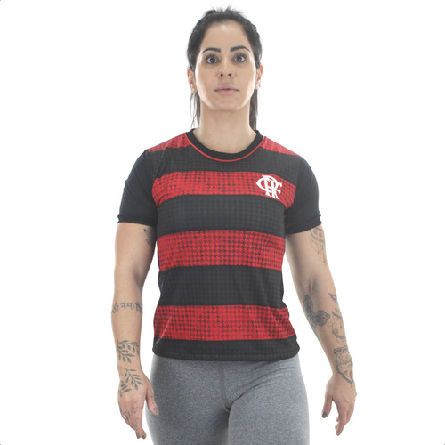 Camisa Braziline Flamengo Classmate Vermelha Preta Feminina