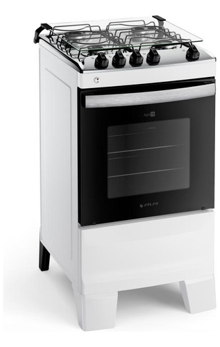 Fogão 4 Bocas A Gás Branco Com Mesa De Inox Atlas Agile Up Bivolt 110/220v