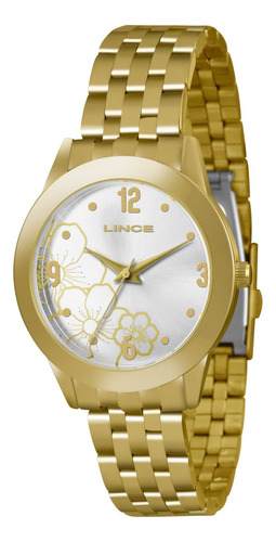 Relogio Lince Feminino Social Dourado Lrg4300l S2kx Cor Do Fundo Prateado