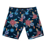 Boardshort Natural Art 22300311 Marine Flower - Azul Marinho