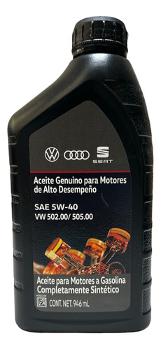 Bote Aceite Sintético 5w40 Gasolina  Grupo Vw Seat Audi 