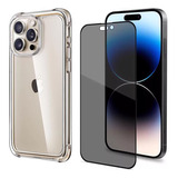 Kit Capa Para iPhone 15 Pro + Pelicula Privacidade Fosca