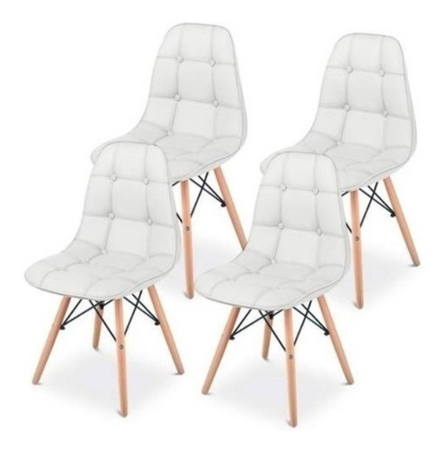 Set 4 Silla Eames Dsw Soft Capitone Tapizada- Alto Impacto