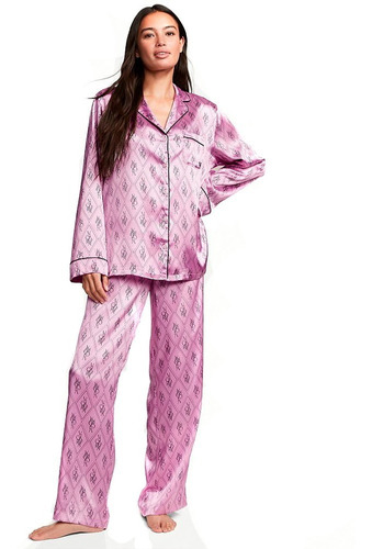 Pijama Victoria's Secret Satin Conjunto Violeta Lazos