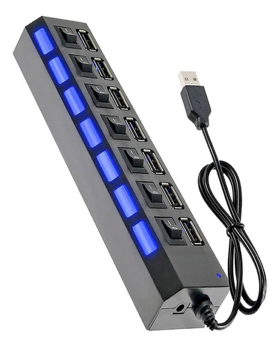 Hub Usb 2.0 Com 7 Portas Switch On/off E Led Indicador Full