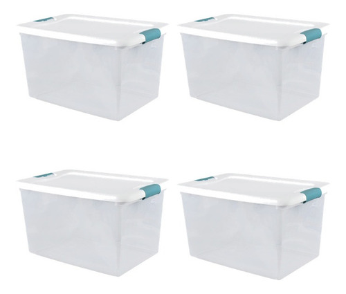 4 Cajas De Plastico Sterilite 61 Litros Transparente