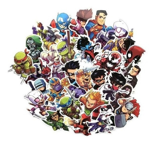 Super Heroes Marvel Dc Stickers 50 Calcomanias Contra Agua