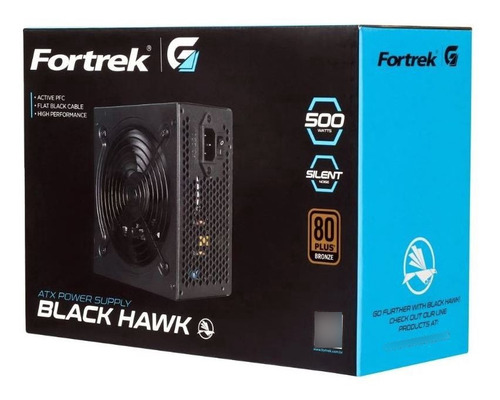 Fonte Atx Black Hawk 500w 80plus Bronze Fortrek G Novo +nfe