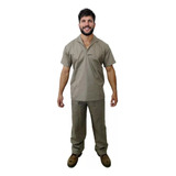 Conjunto Uniforme Jaleco Camisa Gola V Cáqui