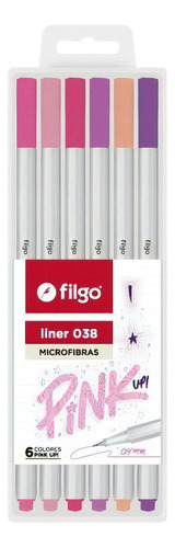 Microfibras Filgo Pink Up Liner 038 0.4 Mm 6 Unidades