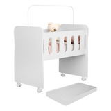 Berço Mini  Bedside Com Colchão Gratis 2 X 1 Para Quarto De Bêbe Cor Branco Moveis Bela