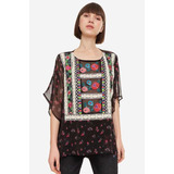 - Blusa Bordada Desigual S Nueva Kassandra Negro