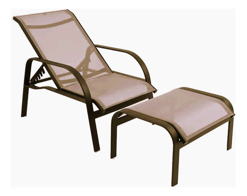 Cadeira Espreguiçadeira Com Puff Aluminio P/ Piscina Varanda