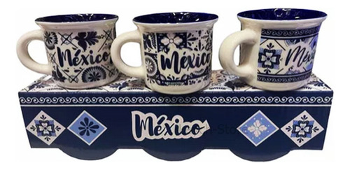 Tazas Mini De Porcelana Para Café Exprés Tequileros 3 Pzas